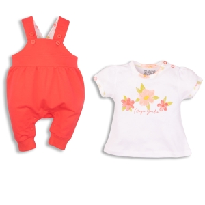 Komplet ubranek dla niemowlaka dziewczynki ogrodniczki i bluzka na krótki rękaw Nini