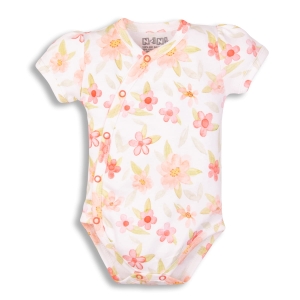 Body kopertowe dla niemowlaka dziewczynki na krótki rękaw w kwiaty Nini