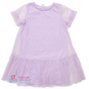 Fioletowa tiulowa sukienka dla dziewczynki na krótki rękaw Atut