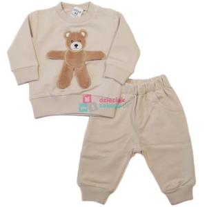 Komplet ubranek dla niemowlaka chłopca bluza z misiem i spodnie Pettino