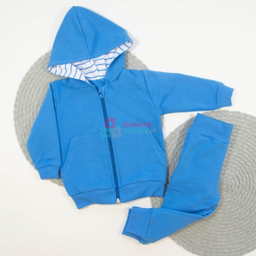 Komplet ubranek dla chłopca niemowlaka bluza z kapturem i spodnie Mrofi błękitny.jpg