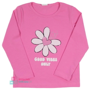 Bluzka dla dziewczynki z kwiatem Atut różowa