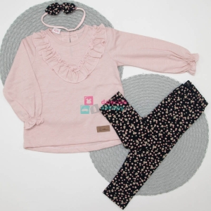 Komplet ubrań dziewczęcych bluzka z legginsami i opaską Atut róż