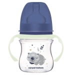 Butelka antykolkowa dla noworodka Canpol Babies ze świecącymi uchwytami Sleepy Koala 120 ml 35/236 blu