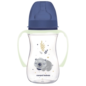 Butelka antykolkowa Canpol Babies ze świecącymi uchwytami Sleepy Koala 240 ml 35/237 blu