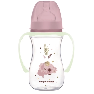 Butelka antykolkowa Canpol Babies ze świecącymi uchwytami Sleepy Koala 240 ml 35/237 pin