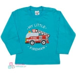 Bluzka dla chłopca z wozem strażackim Pettino turkusowa