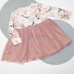 Sukienka dla dziewczynki w kwiaty z tiulem Atut