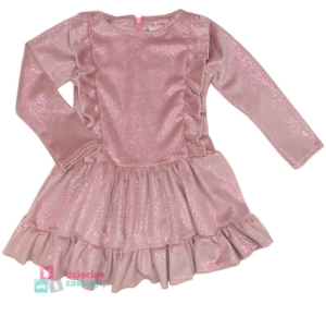 Elegancka sukienka brokatowa dla dziewczynki z falbankami