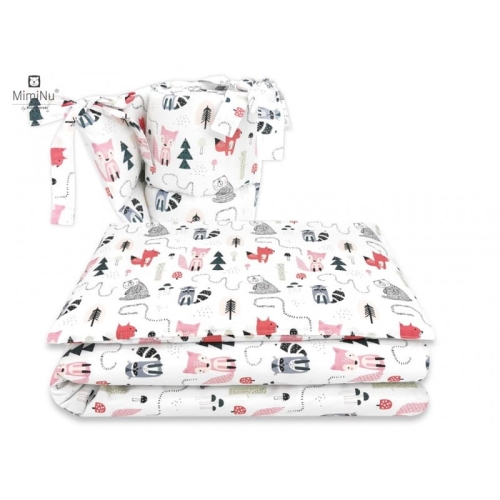 Pościel do łóżeczka dla niemowląt 135x100 cm kołderka, poduszka 40x60 cm z ochraniaczem Lisek różk.jpg