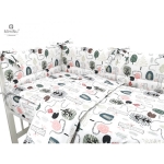 Pościel do łóżeczka dla niemowląt 120x90 cm kołderka, poduszka 40x60 cm z ochraniaczem Jeżyk