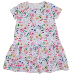 Sukienka dla dziewczynki na krótki rękaw w różyczki Atut