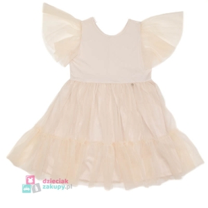 Elegancka sukienka kremowa  z tiulem Atut