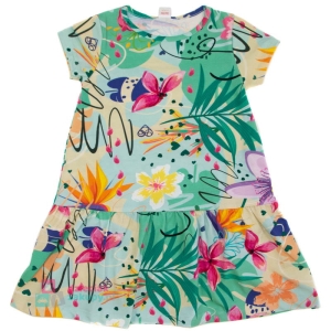 Sukienka dla dziewczynki na krótki rękaw w kolorowe kwiaty Atut