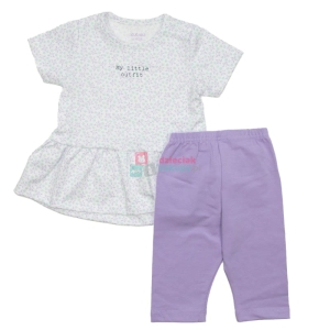 Komplet ubranek dla dziewczynki tunika z falbanką i legginsy Atut