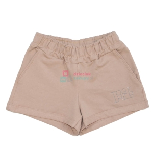 Krótkie spodenki dla dziewczynki z kieszeniami beżowe
