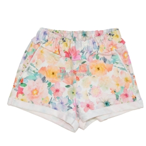 Krótkie spodenki dla dziewczynki w kwiaty jasne