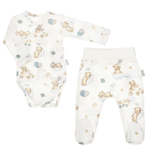 Komplet ubranek dla niemowlaka body i półśpioch Nicol Miś