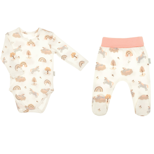 Komplet ubranek dla dziewczynki niemowlaka body i półśpiochy Nicol Jednorożec