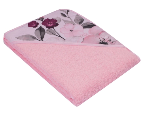 Ręcznik z kapturkiem dla dziecka Kwiaty różowy