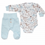 Komplet ubranek dla niemowlaka body i półśpioch Mrofi Dinuś