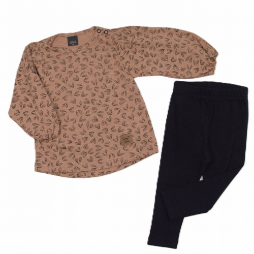 Komplet ubranek dla dziewczynki bluzka w listki i legginsy Atut