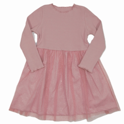 Sukienka dla dziewczynki z tiulem i brokatem Atut różowa