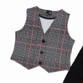 Elegancki zestaw dla chłopca kamizelka i spodnie w kratę GT czarny