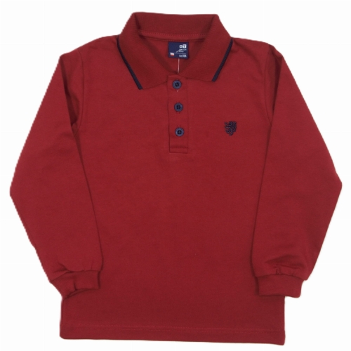Bluzka chłopięca polo z kołnierzykiem bordowa GT