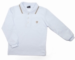 Bluzka polo  dla chłopca długi rękaw biała GT