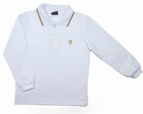 Bluzka polo dla chłopca długi rękaw biała GT