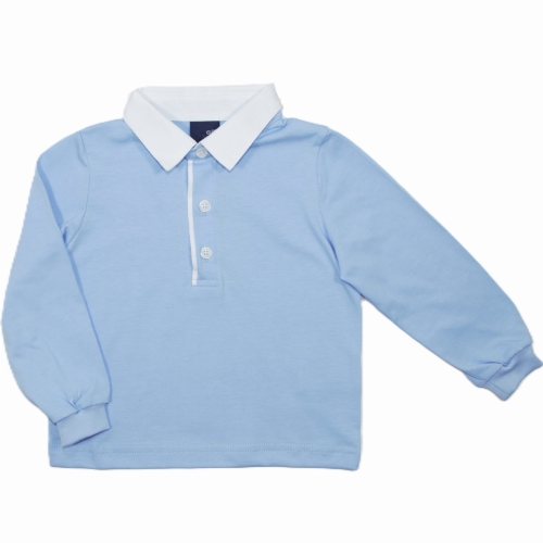 Bluzka polo na długi rękaw dla chłopca błekitna GT