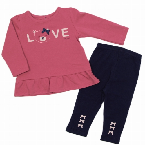 Komplet ubranek dla niemowlaka dziewczynki tunika z misiem i spodnie Atut