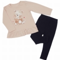 Komplet ubranek dla dziewczynki tunika z misiem i legginsy Atut