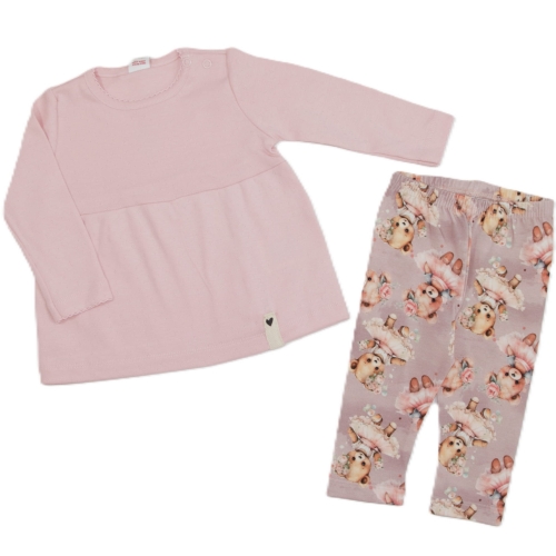 Komplet ubranek dla dziewczynki tunika i legginsy Atut różowy