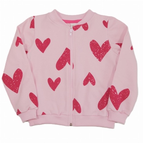 Bluza na zamek dla dziewczynki w serca Atut różowa