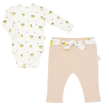 Komplet ubranek dla dziewczynki niemowlaka body i spodnie Bamarnicol Cytrynka