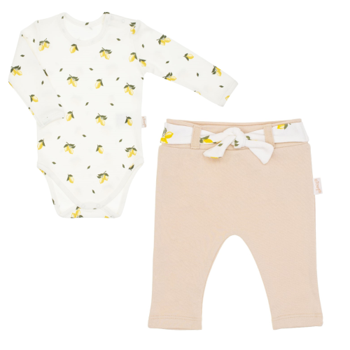 Komplet ubranek dla dziewczynki niemowlaka body i spodnie Bamarnicol Cytrynka