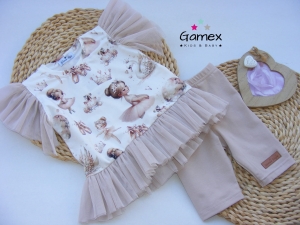 Komplet ubranek dla dziewczynki tunika z tiulem i kolarki Gamex Baletnica