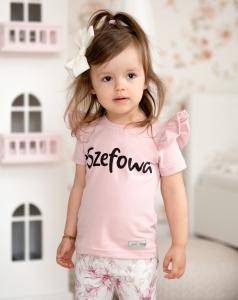 Bluzka dla dziewczynki z na krótki rękaw z napisem Szefowa Star Kids