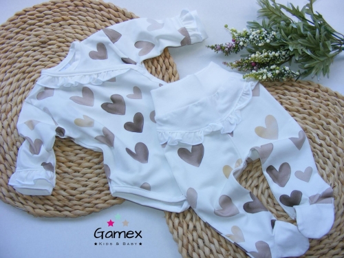 Komplet ubranek body i półśpiochy dla niemowlaka dziewczynki Gamex Serduszko