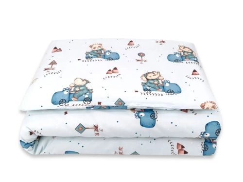Pościel do łóżeczka 2 elementowa kołderka 135/100cm, poduszka 40/60cm Dino w autkach