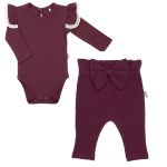 Komplet ubranek dla niemowlaka dziewczynki body na długi rękaw i spodnie Bamarnicol Alisa