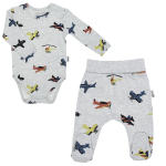 Komplet ubranek dla niemowlaka chłopca body i półśpiochy Bamarnicol Samoloty
