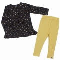 Komplet ubranek dla dziewczynki bluzka z falbanką w kropki i legginsy Atut