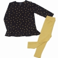Komplet ubranek dla dziewczynki bluzka z falbanką w kropki i legginsy Atut