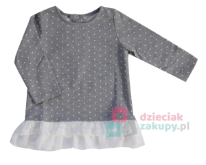 Tunika z koronką dla niemowlaka kropeczka siwa