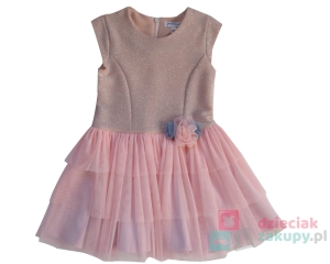 Sukienka tiulowa dla dziewczynki różyczka pudrowy róż
