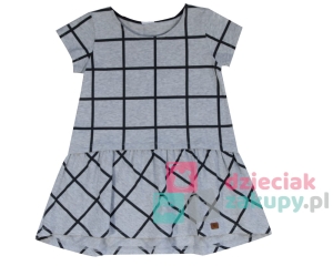 Siwa sukienka dla dziewczynki z przedłużanym tyłem kratka