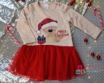Świąteczna sukienka dla dziewczynki miś czerwona